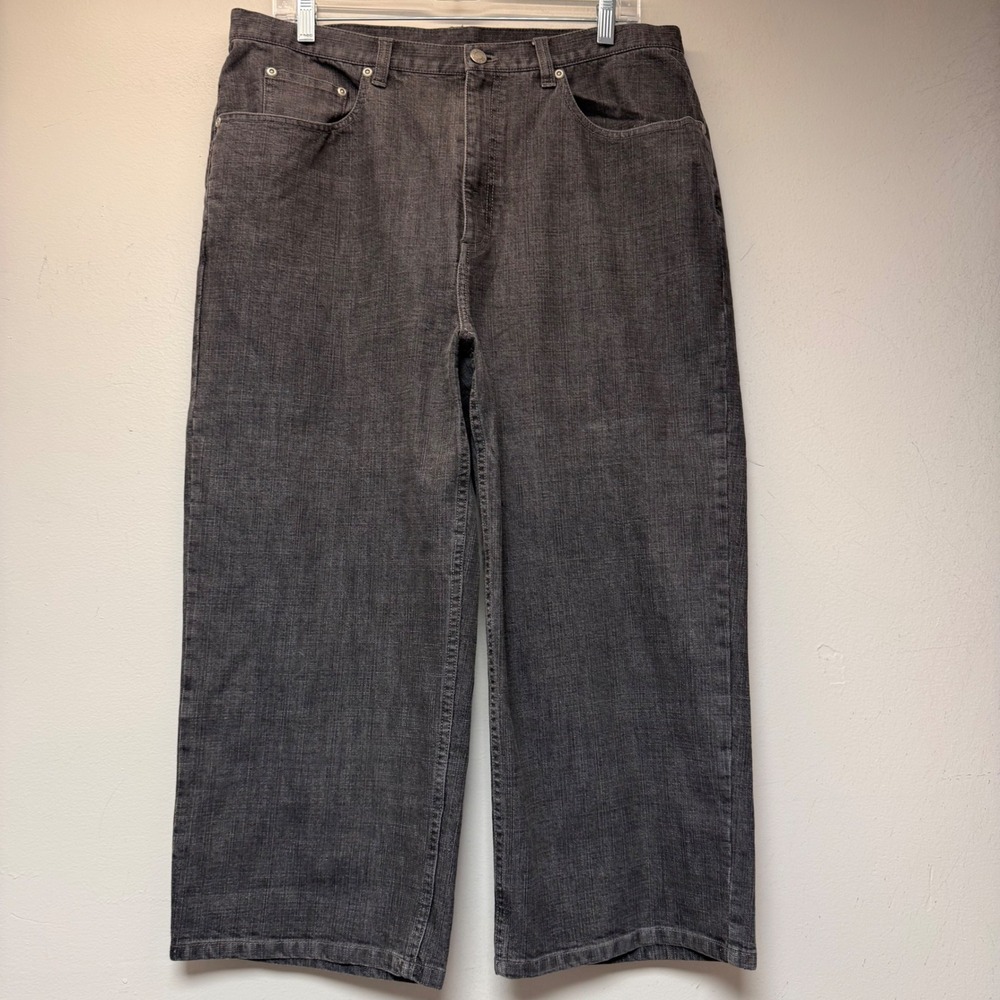 Chico's Additions Wide Leg Jeans Womens 2.5 Grey Excellent Crosshatch High Rise